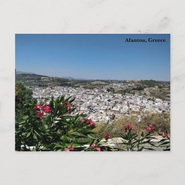 Floral Photo of Afantou Village, Rhodes, Greece Postcard (Front)