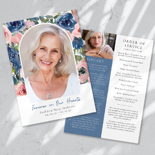 Floral Photo Order of Service Funeral Programme
