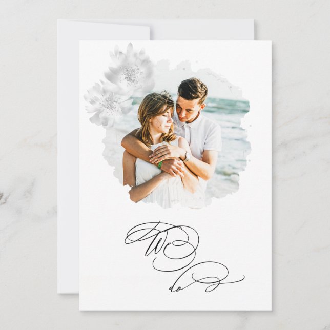 *~* Floral PHOTO RSVP + QR  WE DO AR6 Wedding Invi Invitation (Front)