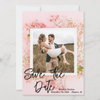Floral Photo Save The Dates - Pink & Elegant!