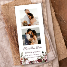 Floral Photo Strip Magnetic  Wedding Save The Date