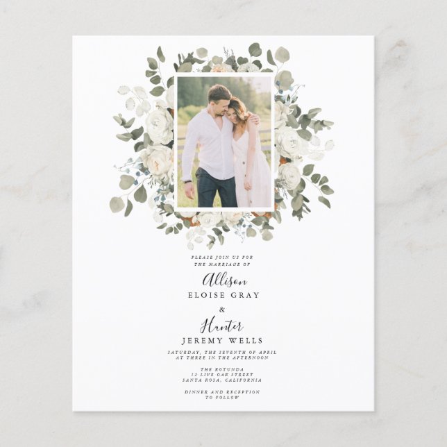 Floral Photo Wedding Invitation (Front)