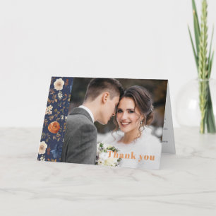 Floral Photo Wedding Thank You Card