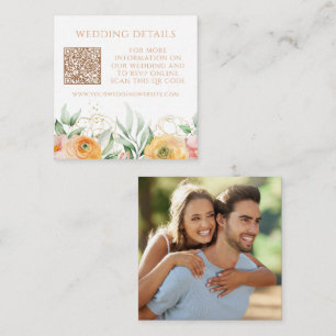 Floral Photo Wedding Website QR Code RSVP Enclosure Card