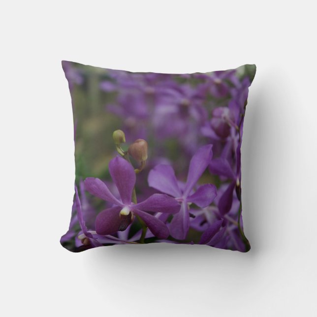 Floral Photograph: Purple Orchids in garden Cushion (Front)