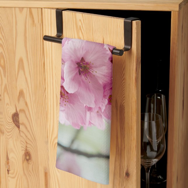 Floral Photography, Pink Cherry Blossom Tea Towel (Thirds Fold)