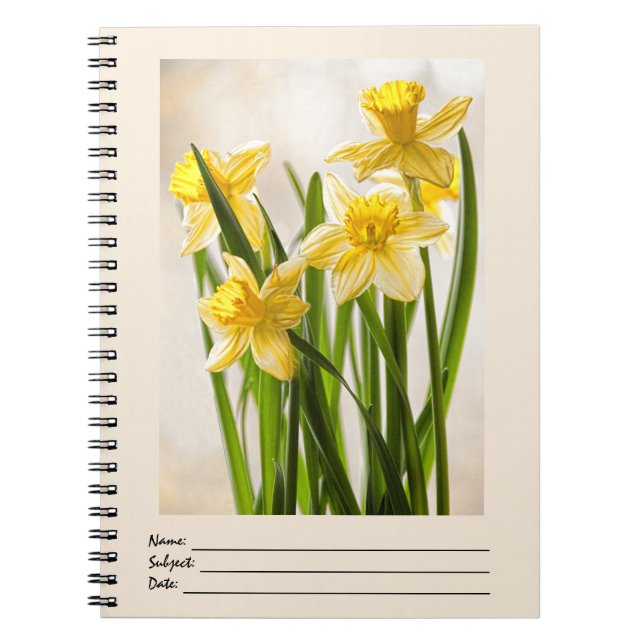 Floral Photography:  Yellow Spring Daffodils Notebook (Front)