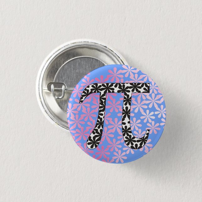 Floral Pi Symbol 3 Cm Round Badge (Front & Back)
