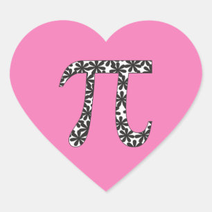 Floral Pi Symbol Stickers Pink Math Pi Day Gift