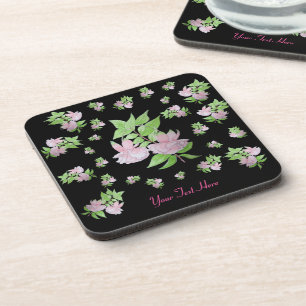 floral picture of bunches of pretty pink flowers coaster