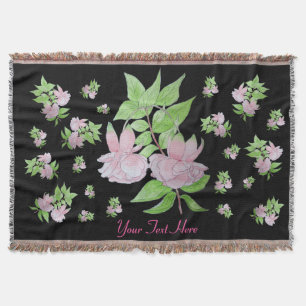 floral picture of bunches of pretty pink flowers throw blanket