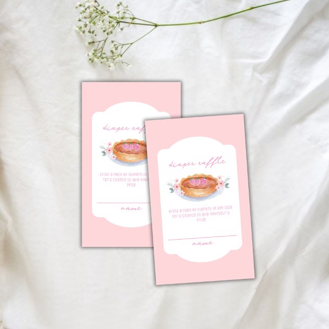 Floral Pie Raspberry Diaper Raffle Baby Shower Enclosure Card (Floral Pie Raspberry Diaper Raffle Baby Shower Enclosure Card)