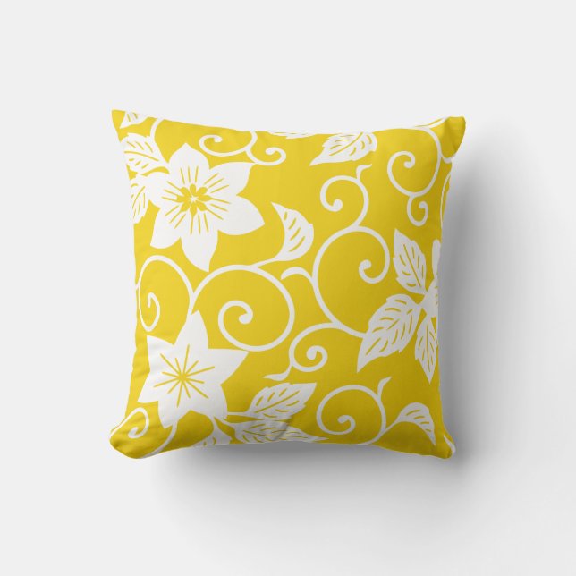 Floral Pillow - Lemon Yellow Pattern (Front)