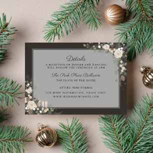 Floral Pine Holiday Winter Christmas Details Enclosure Card