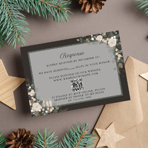 Floral Pine Holiday Winter Website Wedding RSVP Card