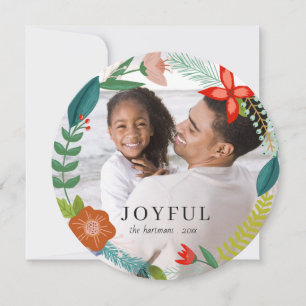 Floral & Pine Wreath   Full Photo Holiday Announcement