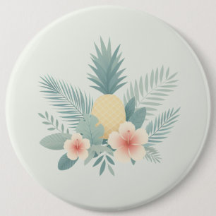 Floral Pineapple & Hawaiian 6 Cm Round Badge