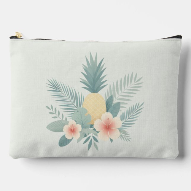 Floral Pineapple & Hawaiian Accessory Pouch (Front)