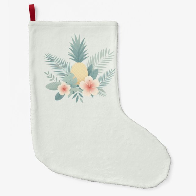Floral Pineapple & Hawaiian Large Christmas Stocking (Front)