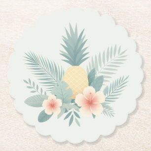 Floral Pineapple & Hawaiian Paper Coaster
