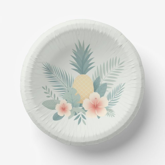 Floral Pineapple & Hawaiian Paper Plate (Front)