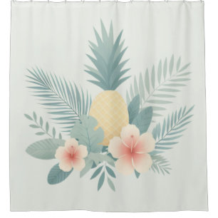Floral Pineapple & Hawaiian Shower Curtain