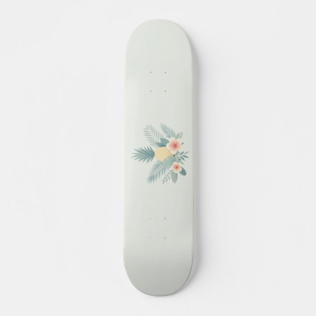 Floral Pineapple & Hawaiian Skateboard (Front)