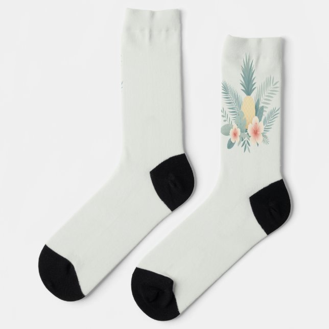 Floral Pineapple & Hawaiian  Socks (Left)