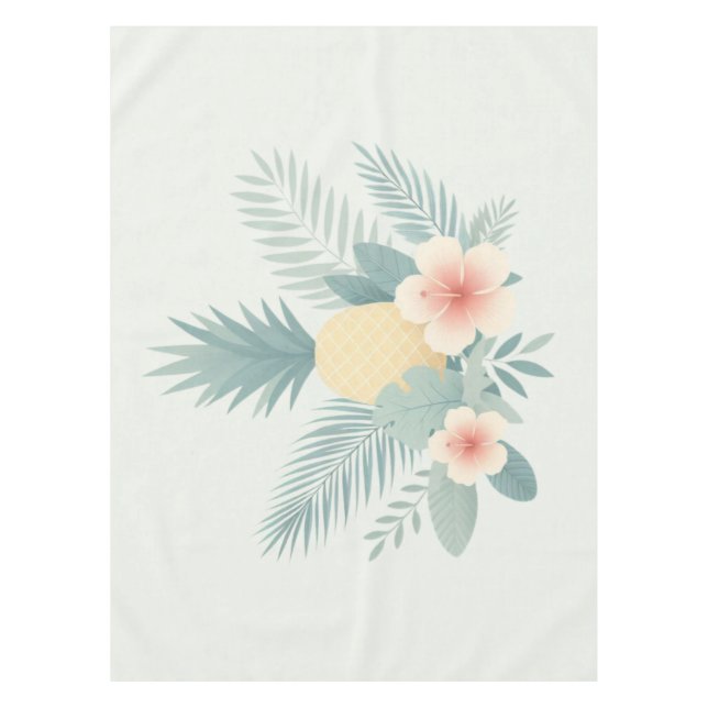 Floral Pineapple & Hawaiian Tablecloth (Front)