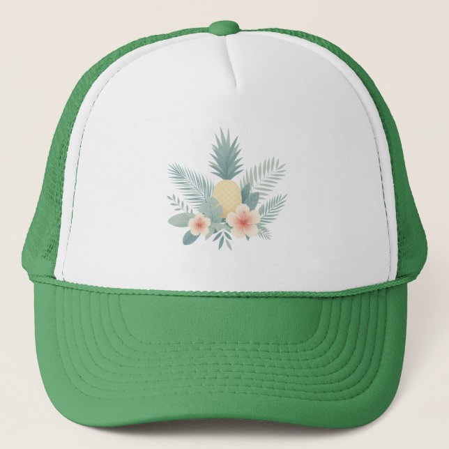 Floral Pineapple & Hawaiian Trucker Hat (Front)