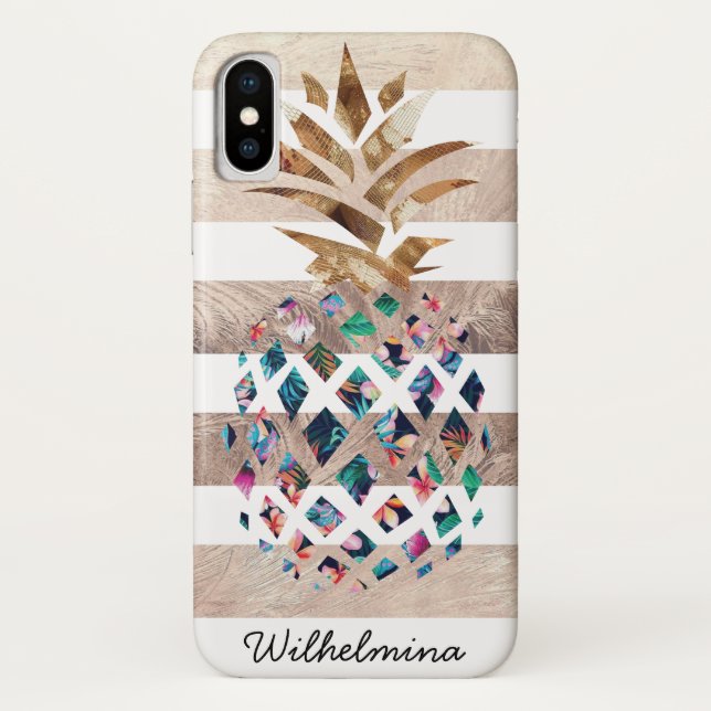 Floral Pineapple Monogram Case-Mate iPhone Case (Back)