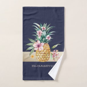 Floral Pineapple,Stripe  Bath Towel Set