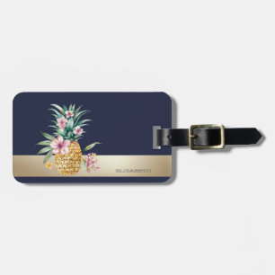 Floral Pineapple,Stripe Luggage Tag