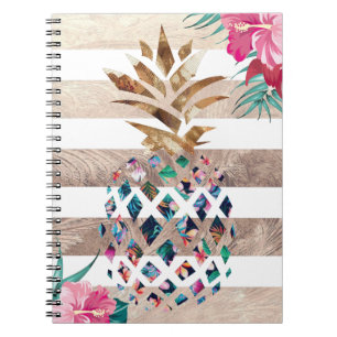 Floral Pineapple striped Notebook