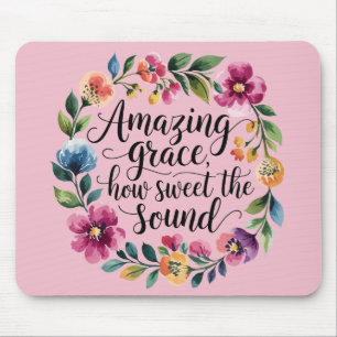 Floral Pink Amazing Grace Mouse Mat