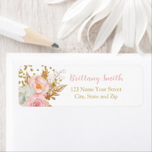 Floral pink and gold label