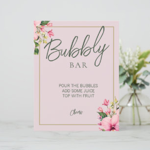 Floral Pink and Green Bubbly Bar Sign