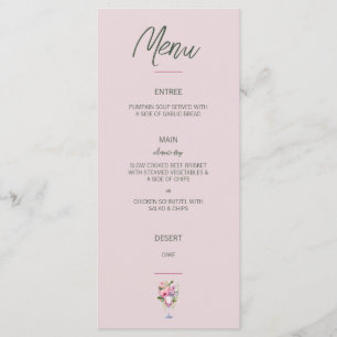 Floral Pink and Green Flat Menu