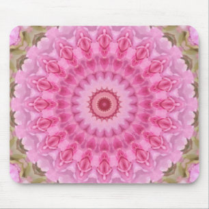 Floral Pink and Green Garden Kaleidoscope Mouse Mat