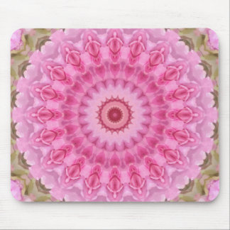 Floral Pink and Green Garden Kaleidoscope Mouse Mat