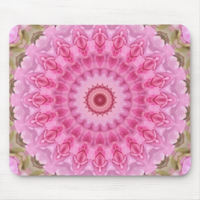 Floral Pink and Green Garden Kaleidoscope Mouse Mat (Front)