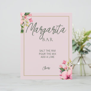 Floral Pink and Green Margarita Bar Sign