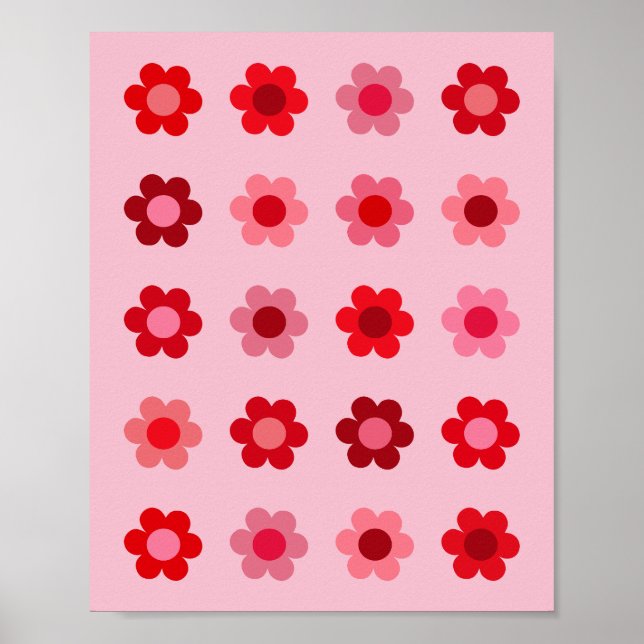 Floral Pink And Red Flowers Poster (Front)