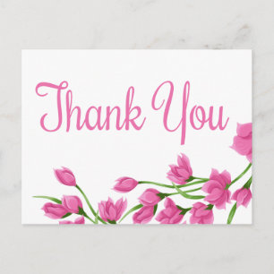 Floral Pink And White Thank You Fuchsia Flowers Postcard