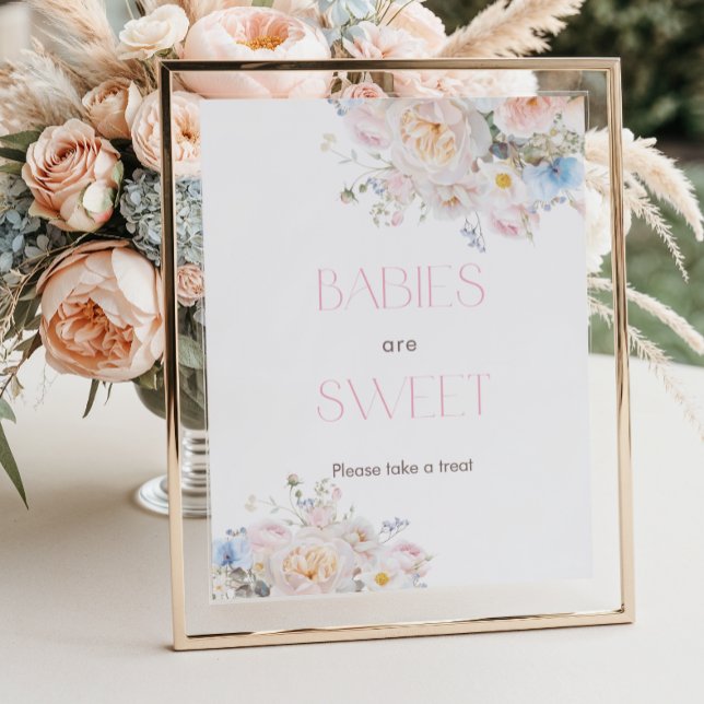 Floral Pink Baby Shower Babies are Sweet Poster (Creator Uploaded)