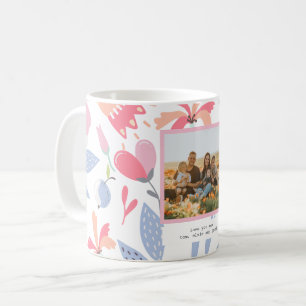 Floral Pink Blue Custom Photo Cute Gift for Mom  Coffee Mug