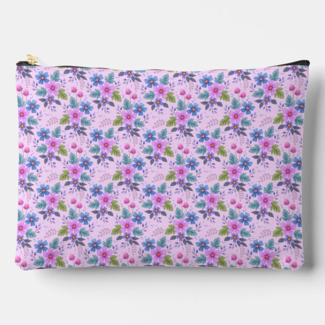 Floral Pink Blue Violet Flowers Pattern-36841 Accessory Pouch (Front)
