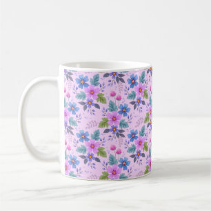 Floral Pink Blue Violet Flowers Pattern-36841 Coffee Mug