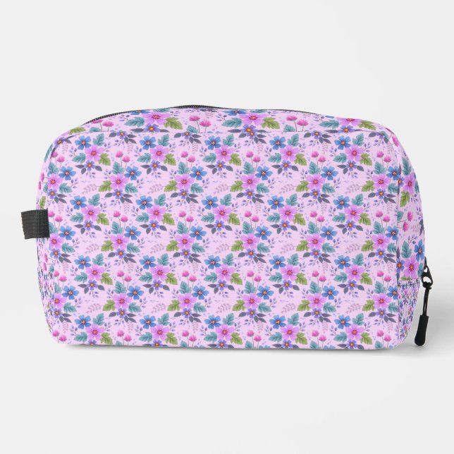 Floral Pink Blue Violet Flowers Pattern-36841 Dopp Kit (Front)