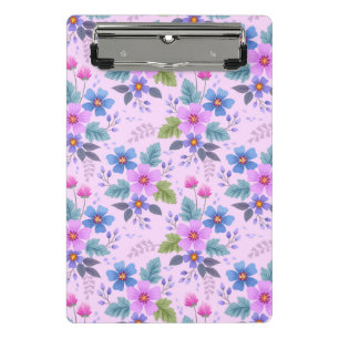 Floral Pink Blue Violet Flowers Pattern-36841 Mini Clipboard